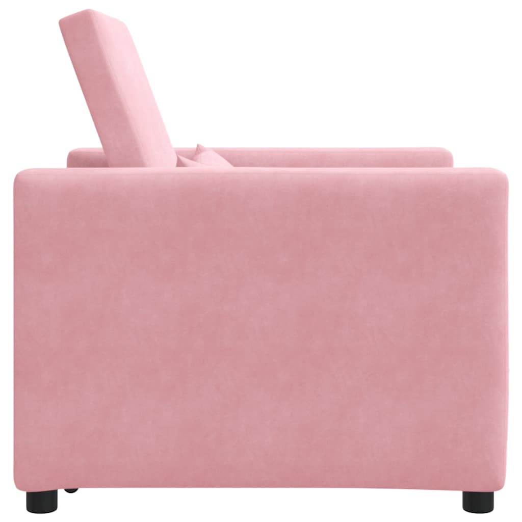 Sofá cama single com rodas rosa claro 90 x 165 x 87 cm Veludo