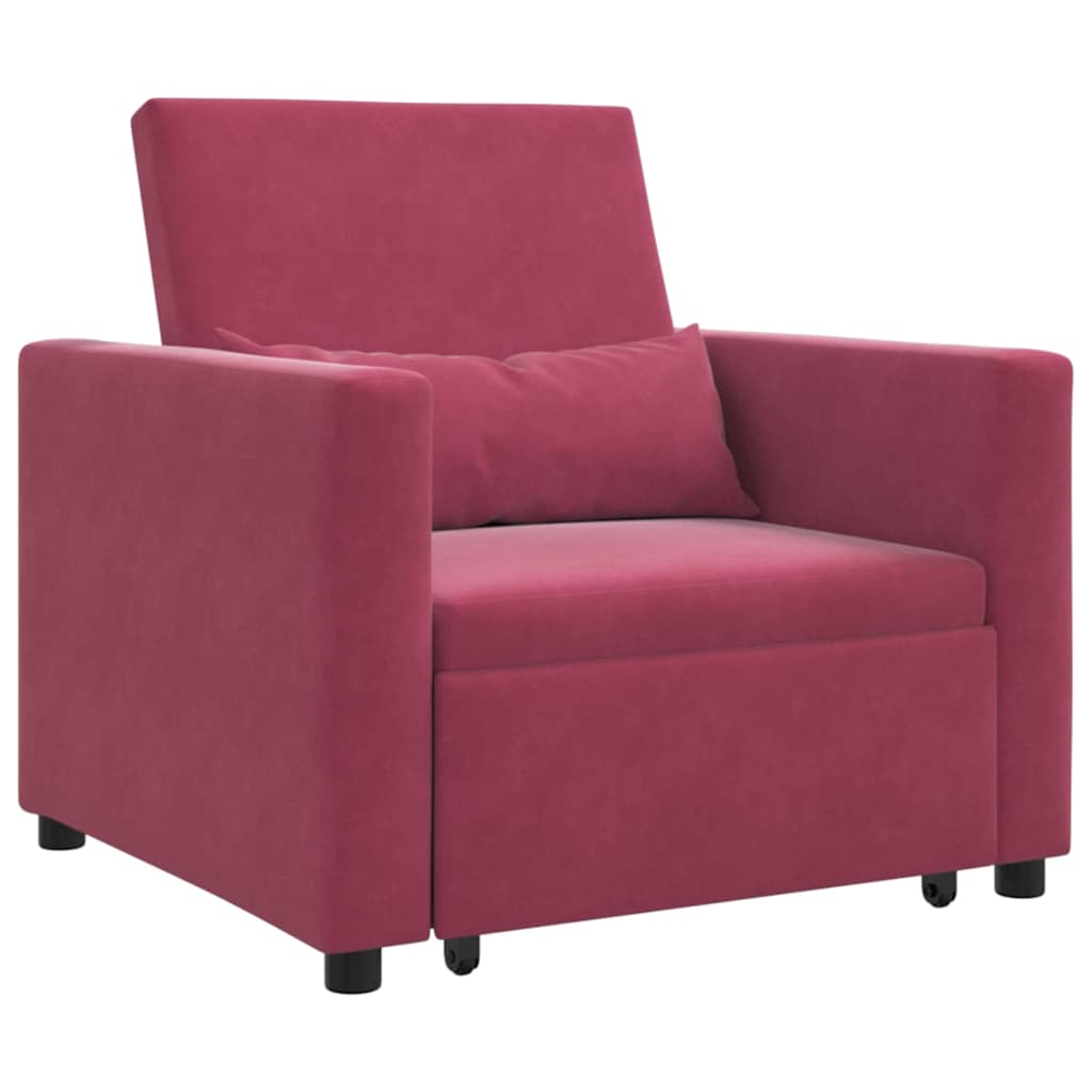Sofá cama single vermelho tinto 90 x 165 x 87 cm Veludo