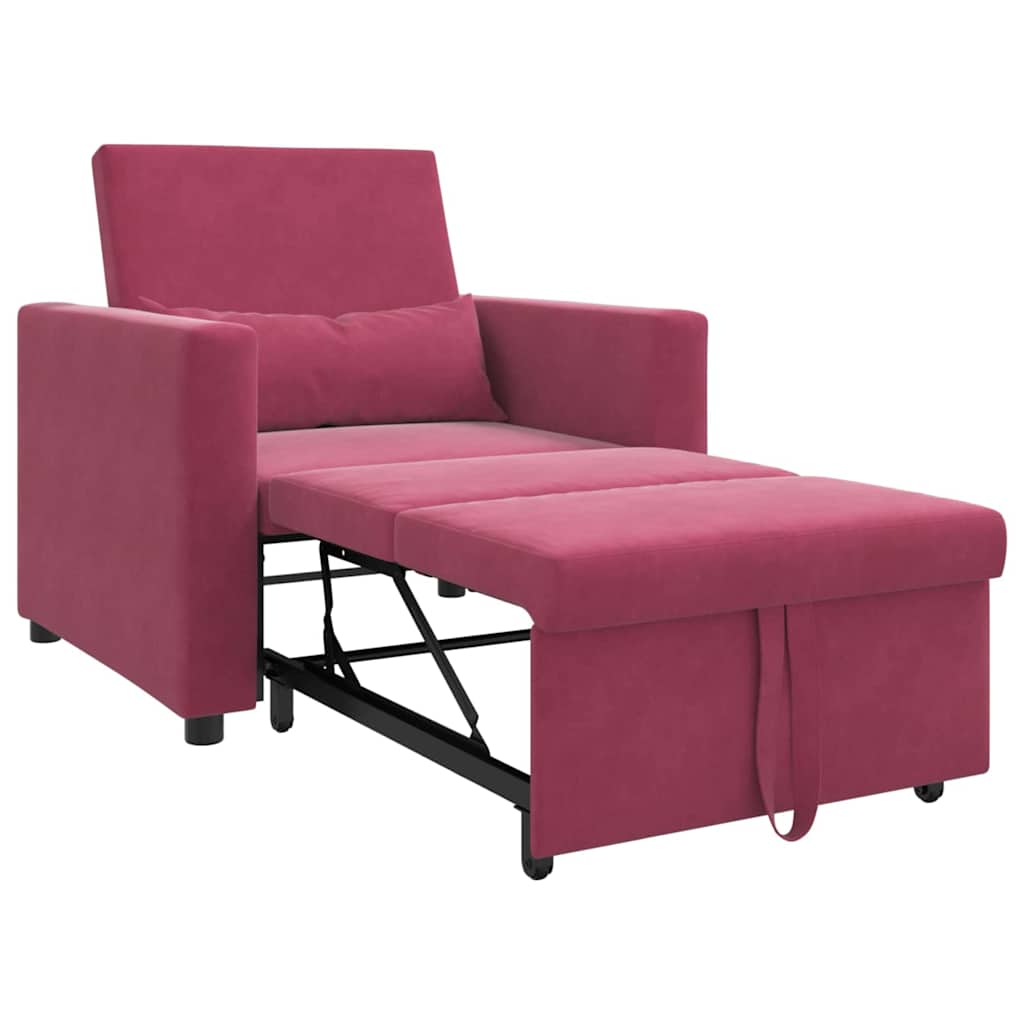 Sofá cama single vermelho tinto 90 x 165 x 87 cm Veludo