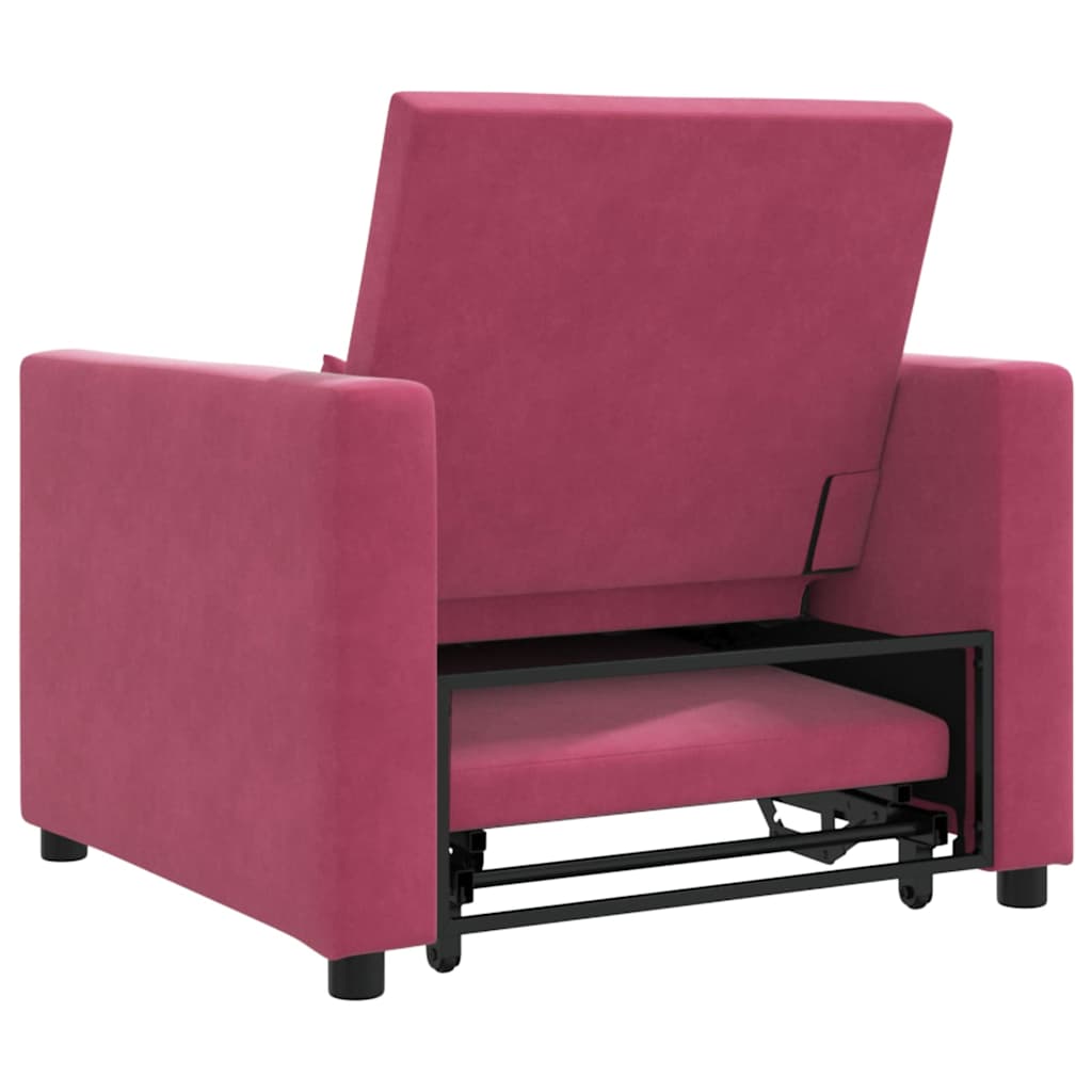 Sofá cama single vermelho tinto 90 x 165 x 87 cm Veludo