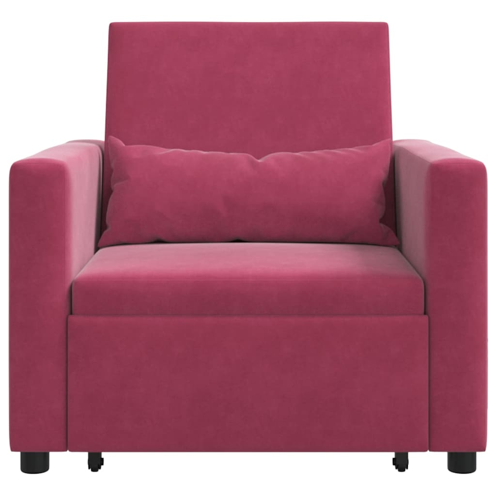 Sofá cama single vermelho tinto 90 x 165 x 87 cm Veludo