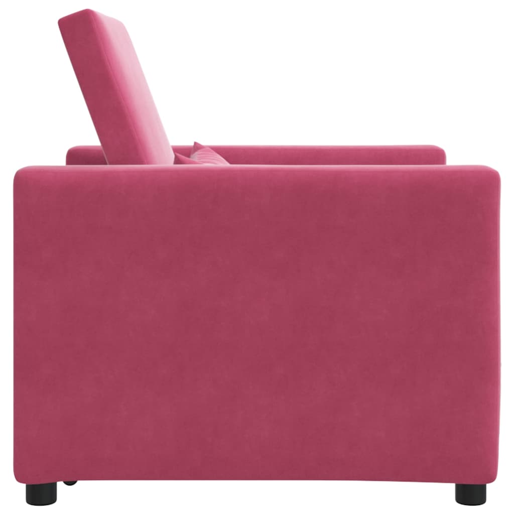 Sofá cama single vermelho tinto 90 x 165 x 87 cm Veludo
