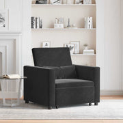 Sofá cama single com rodas Preto 90 x 165 x 87 cm Veludo