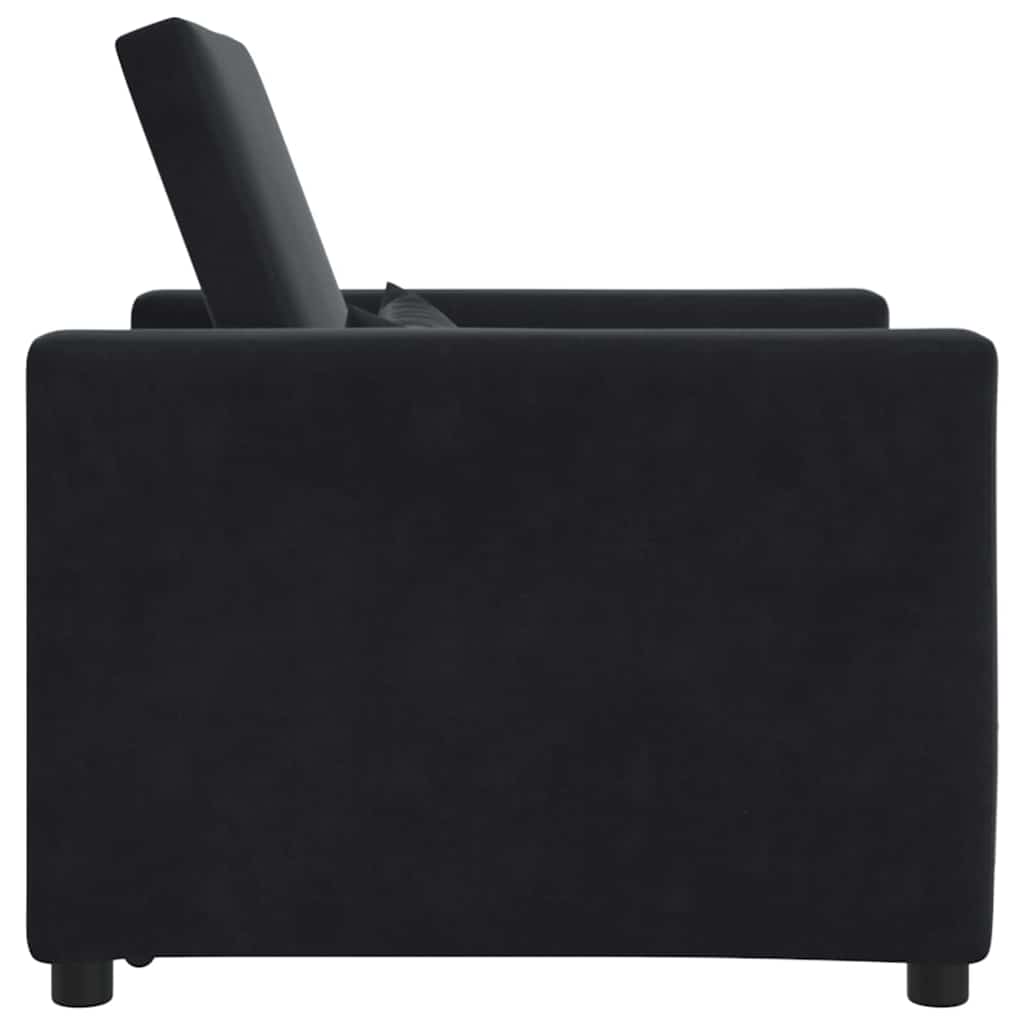 Sofá cama single com rodas Preto 90 x 165 x 87 cm Veludo