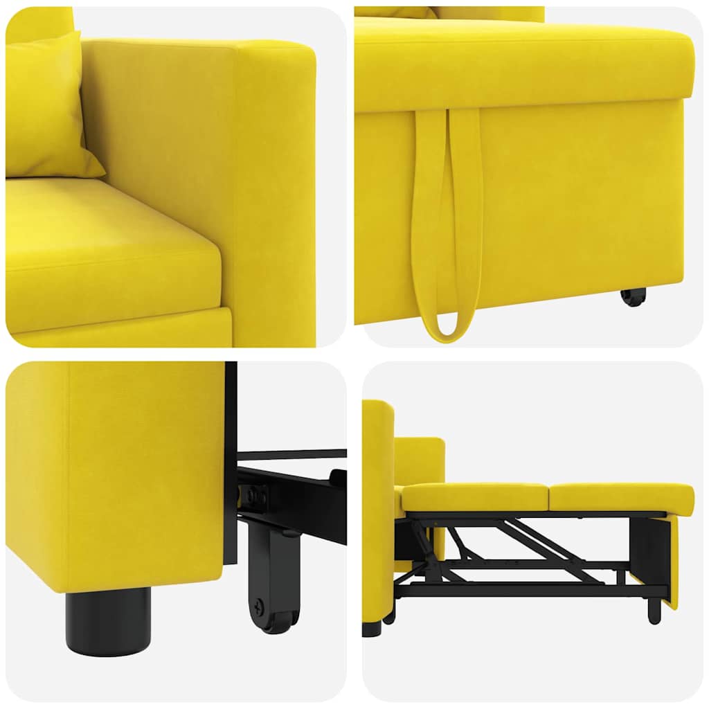 Sofá cama single com rodas Amarelo 90 x 165 x 87 cm Veludo
