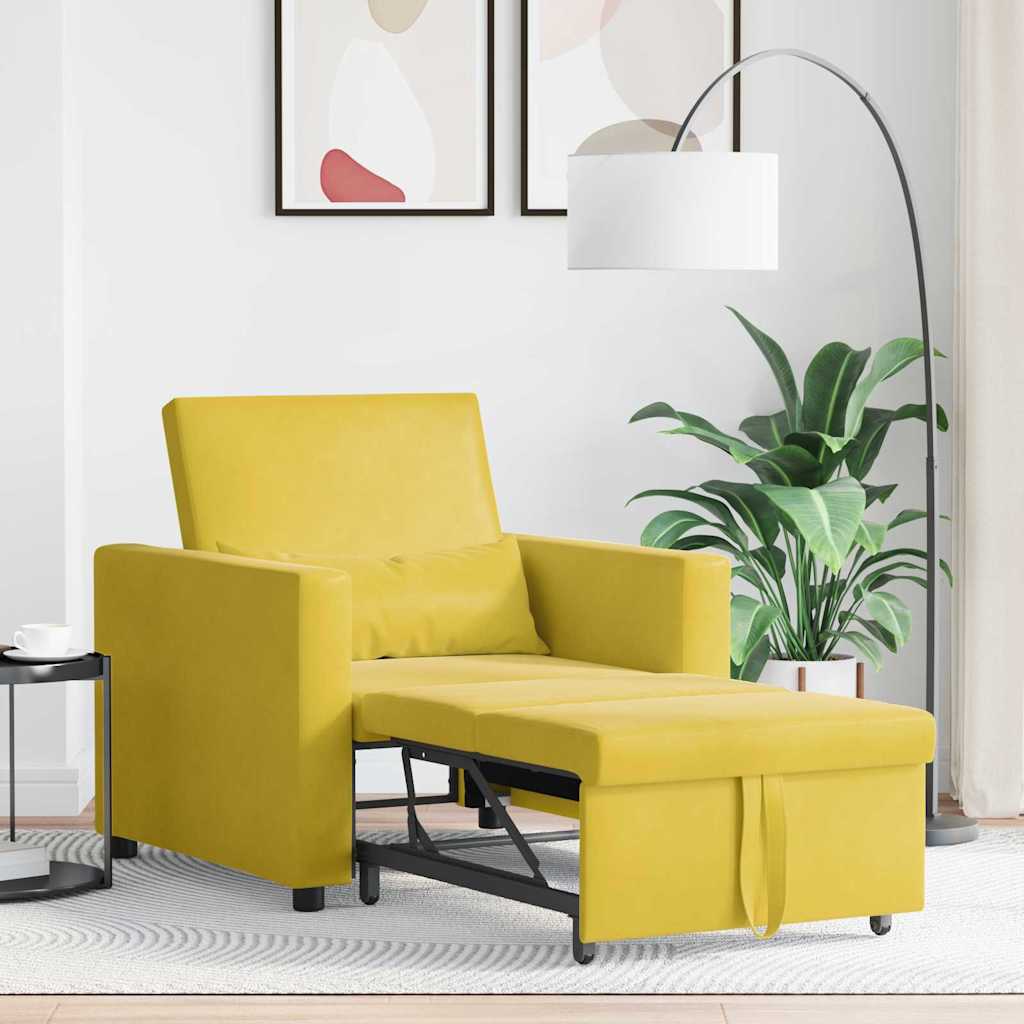 Sofá cama single com rodas Amarelo 90 x 165 x 87 cm Veludo