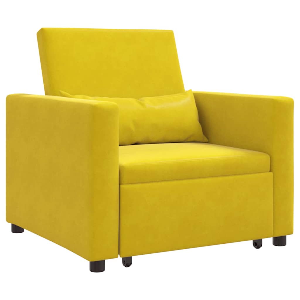 Sofá cama single com rodas Amarelo 90 x 165 x 87 cm Veludo