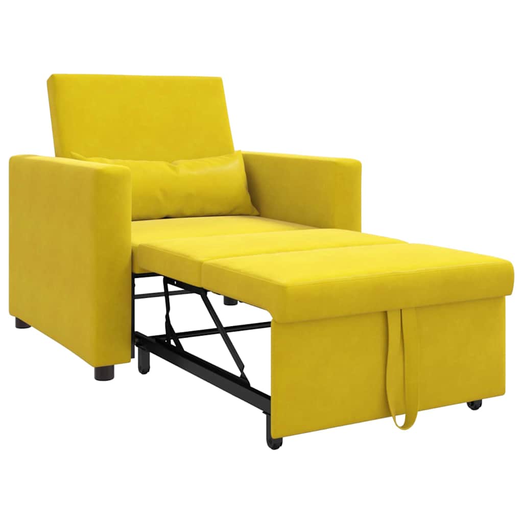 Sofá cama single com rodas Amarelo 90 x 165 x 87 cm Veludo