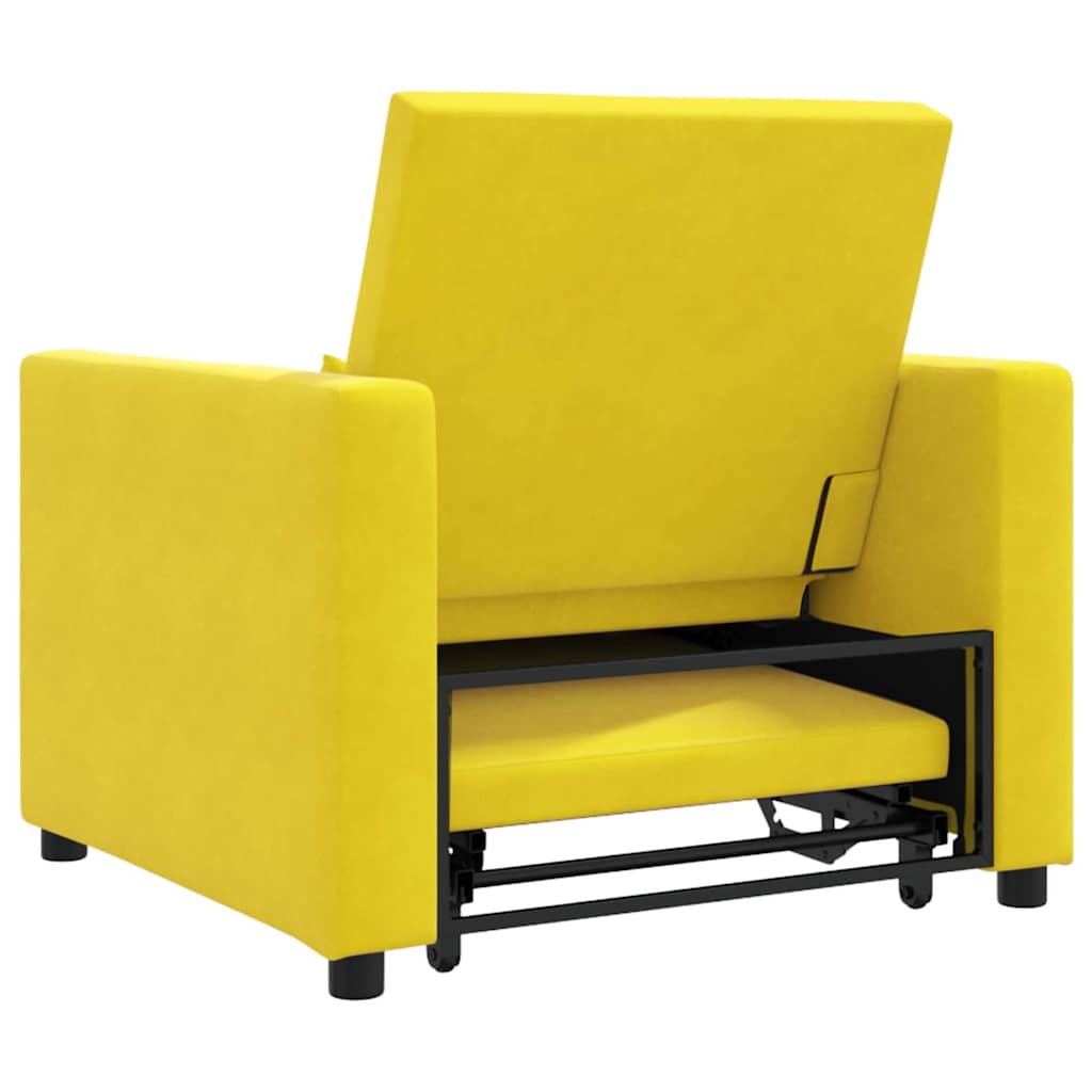Sofá cama single com rodas Amarelo 90 x 165 x 87 cm Veludo