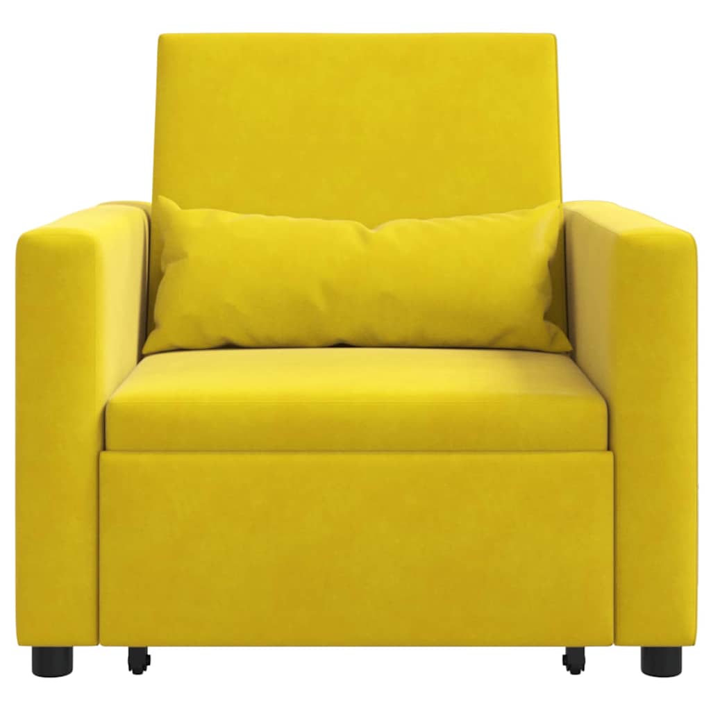 Sofá cama single com rodas Amarelo 90 x 165 x 87 cm Veludo