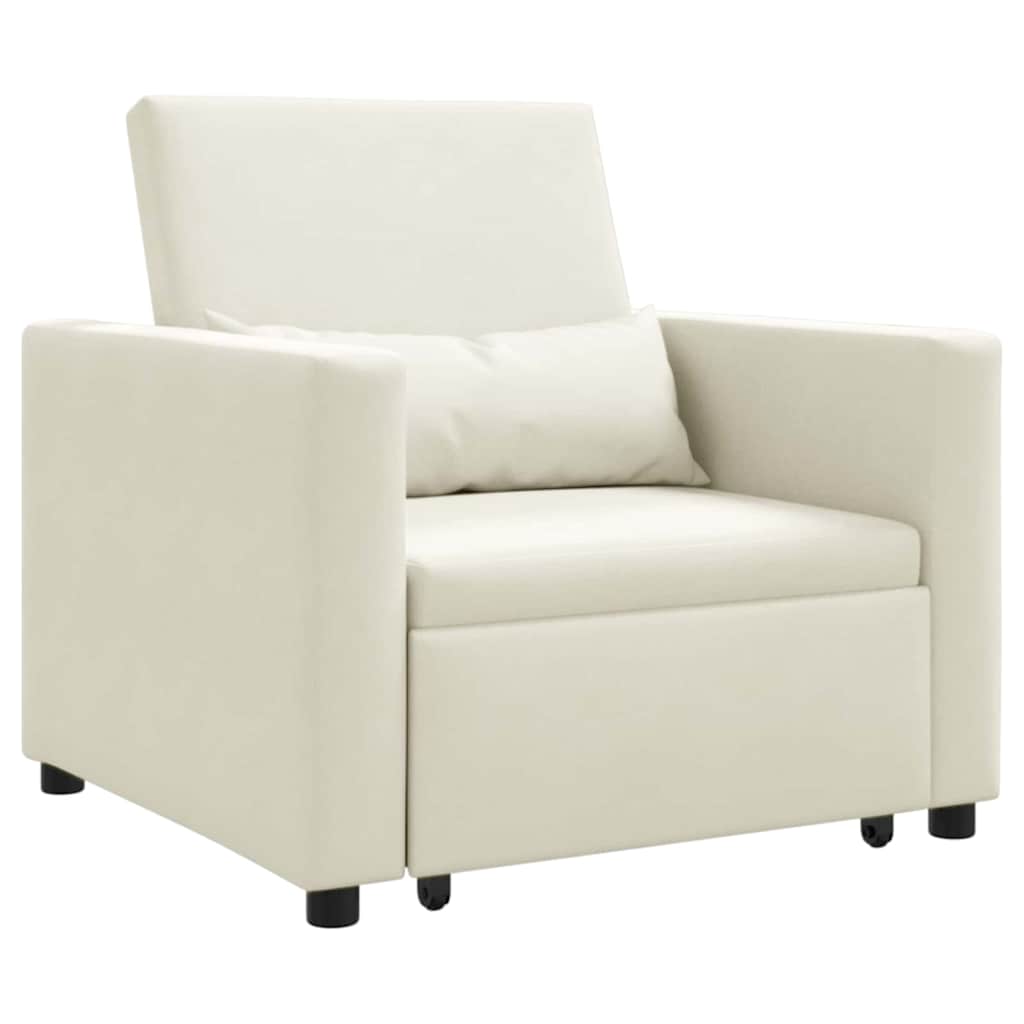 Sofá cama single com rodas Creme 90 x 165 x 87 cm Veludo