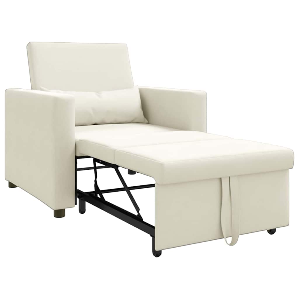 Sofá cama single com rodas Creme 90 x 165 x 87 cm Veludo