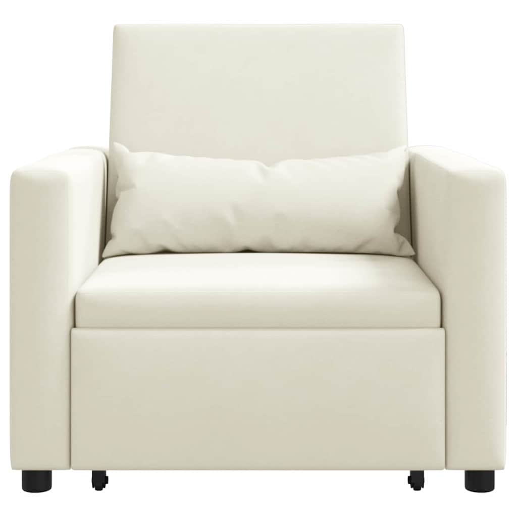 Sofá cama single com rodas Creme 90 x 165 x 87 cm Veludo