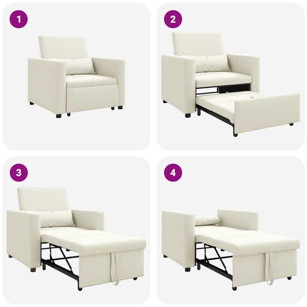 Sofá cama single com rodas Creme 90 x 165 x 87 cm Veludo