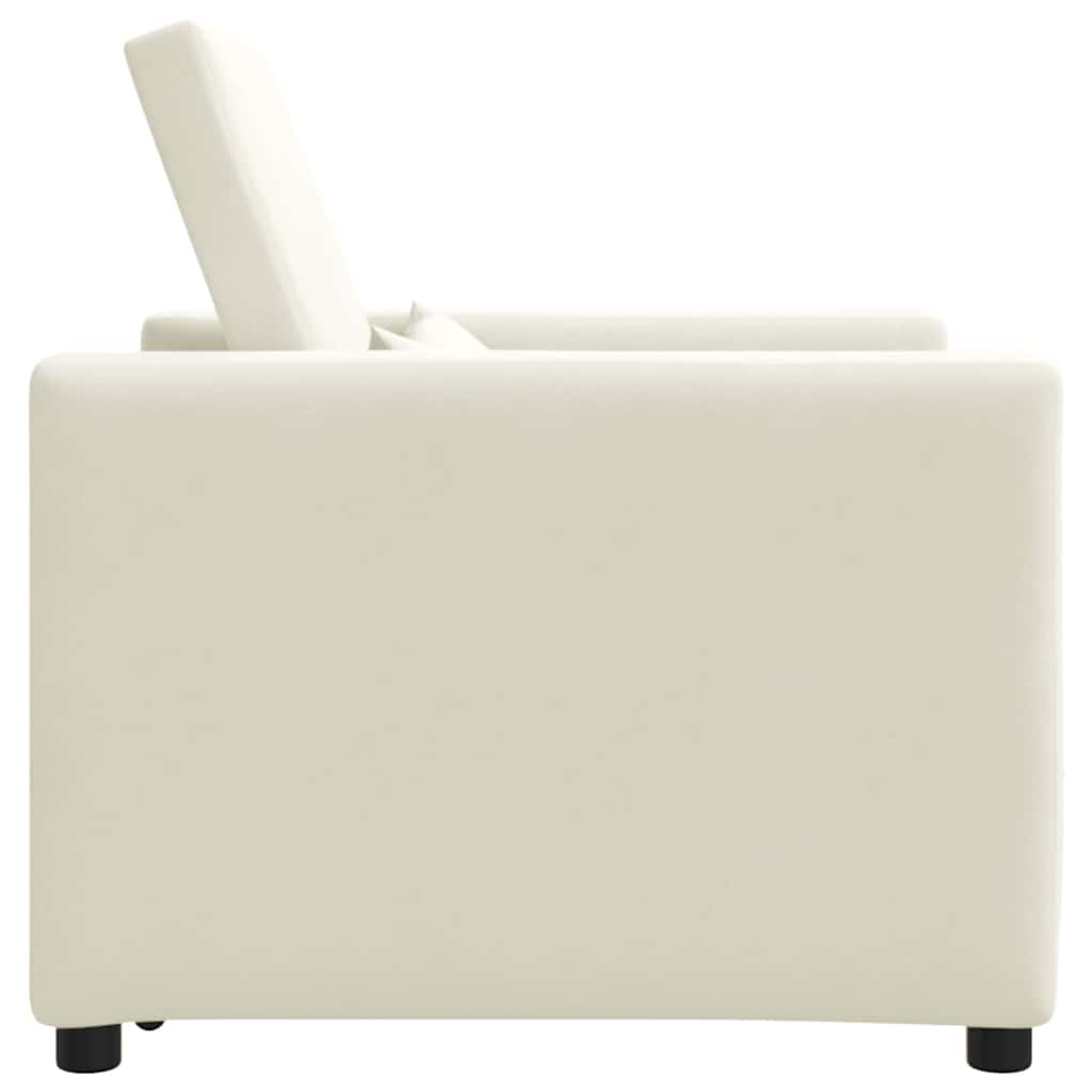 Sofá cama single com rodas Creme 90 x 165 x 87 cm Veludo