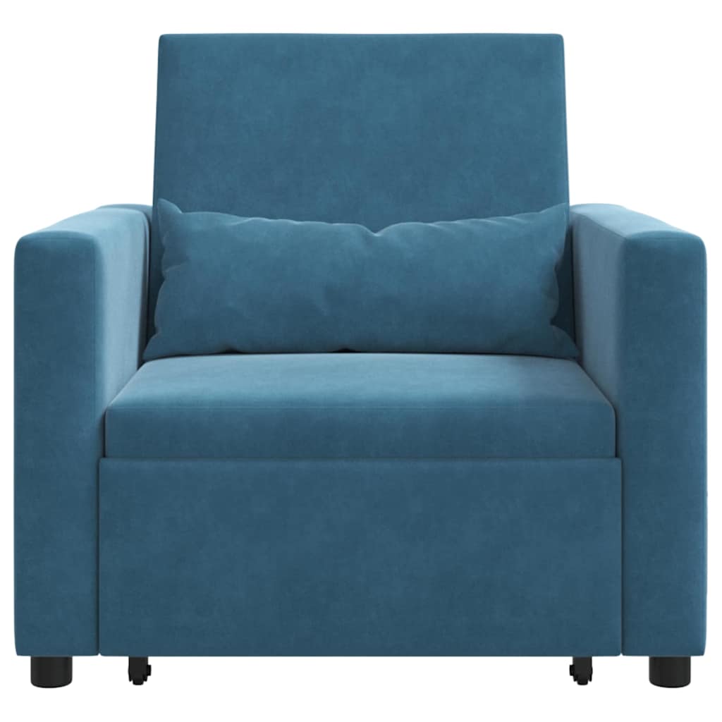 Sofá cama single com rodas Azul 90 x 165 x 87 cm Veludo