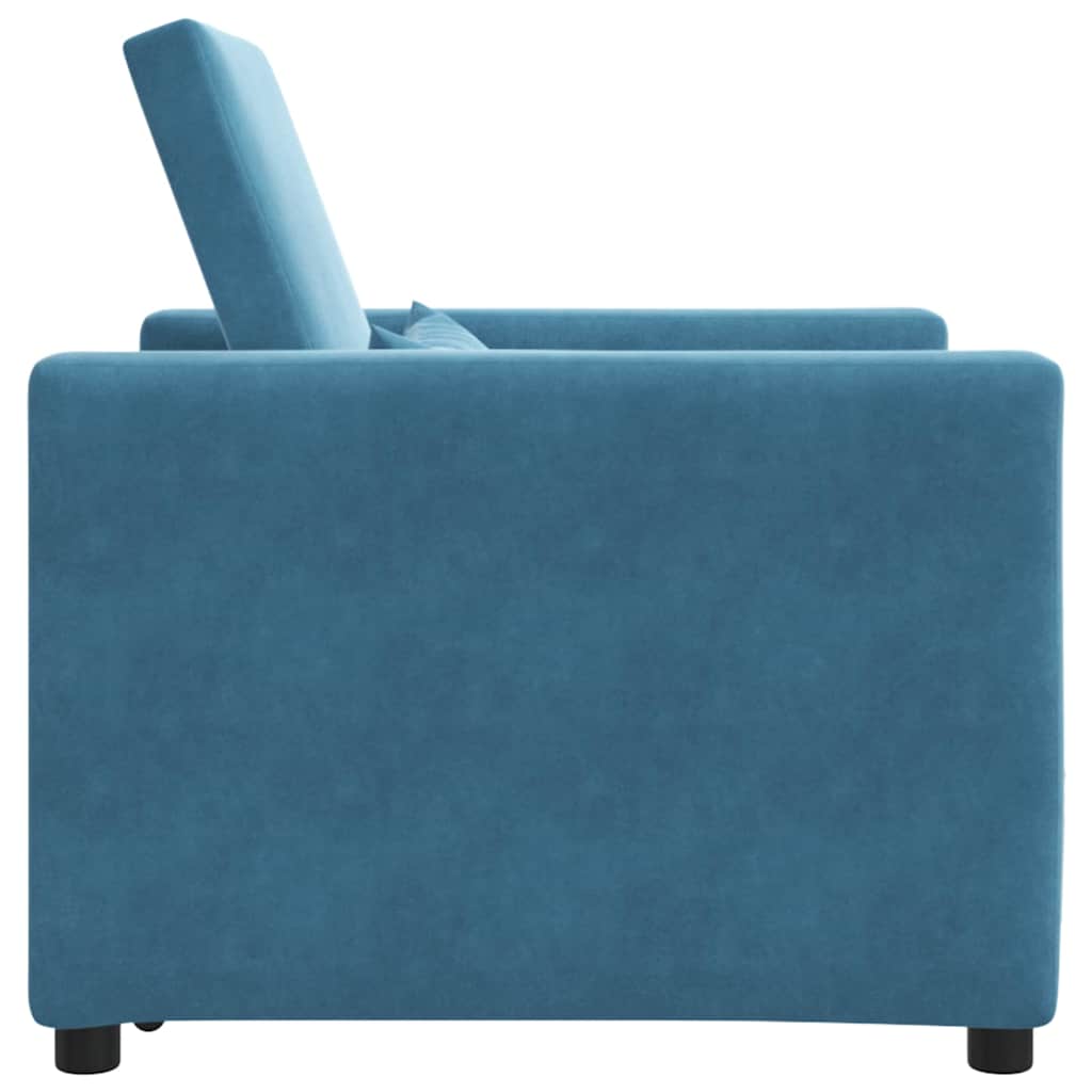 Sofá cama single com rodas Azul 90 x 165 x 87 cm Veludo