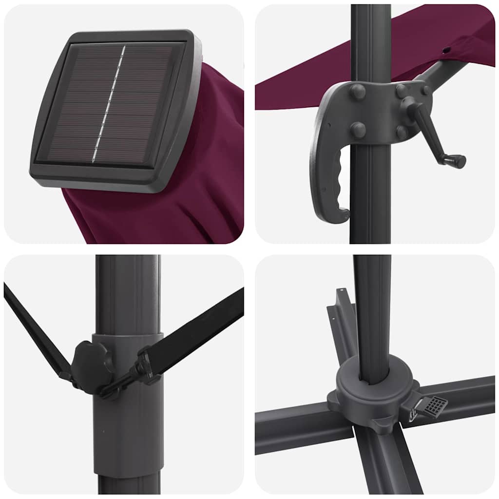 Guarda-sol Roma de Braço Articulado Manual Vermelho e Preto