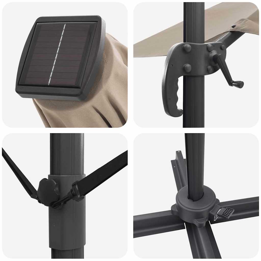 Guarda-sol Roma de Braço Articulado com luzes de tira LED