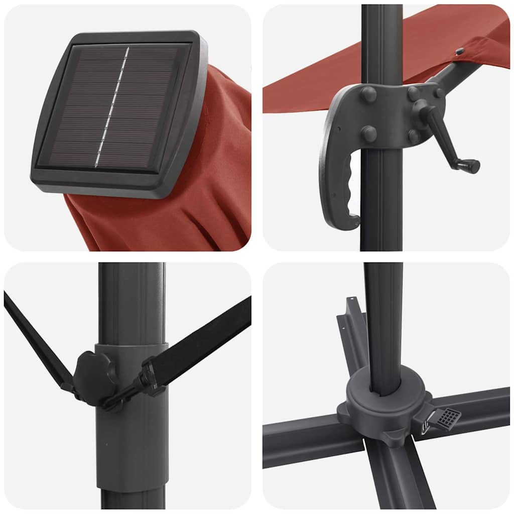 Guarda-sol Roma de Braço Articulado Vermelho e Preto