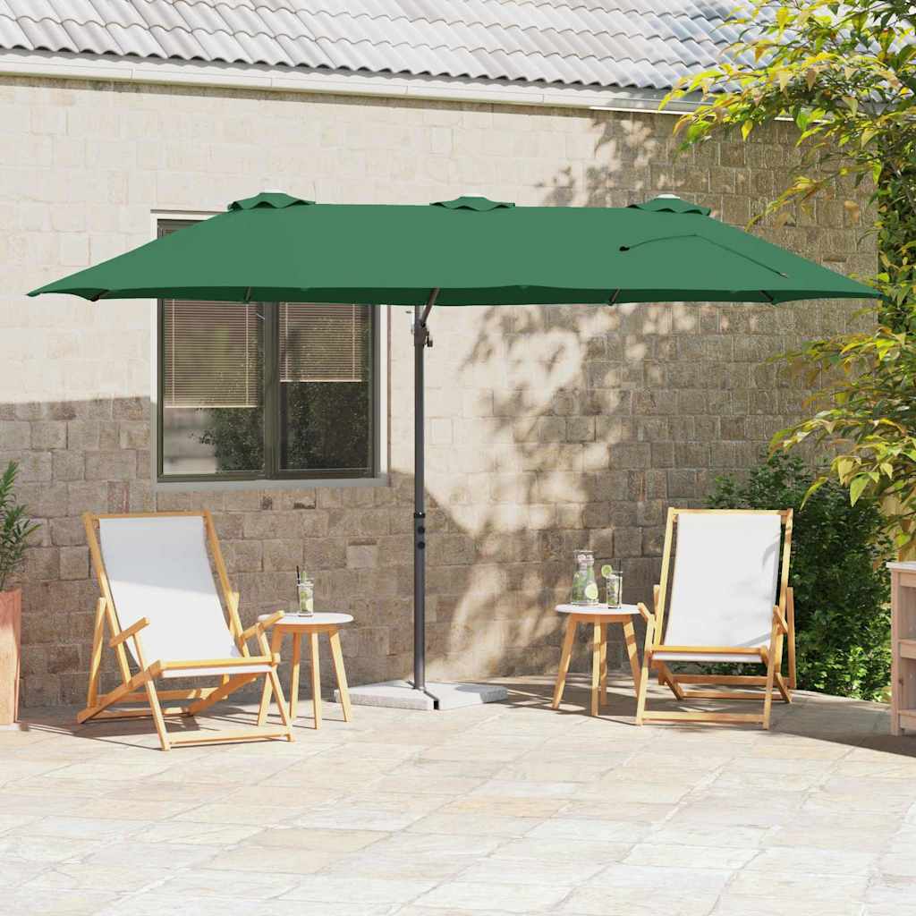 Guarda-sol cantilever de jardim Verde 372 x 198 x 243 cm