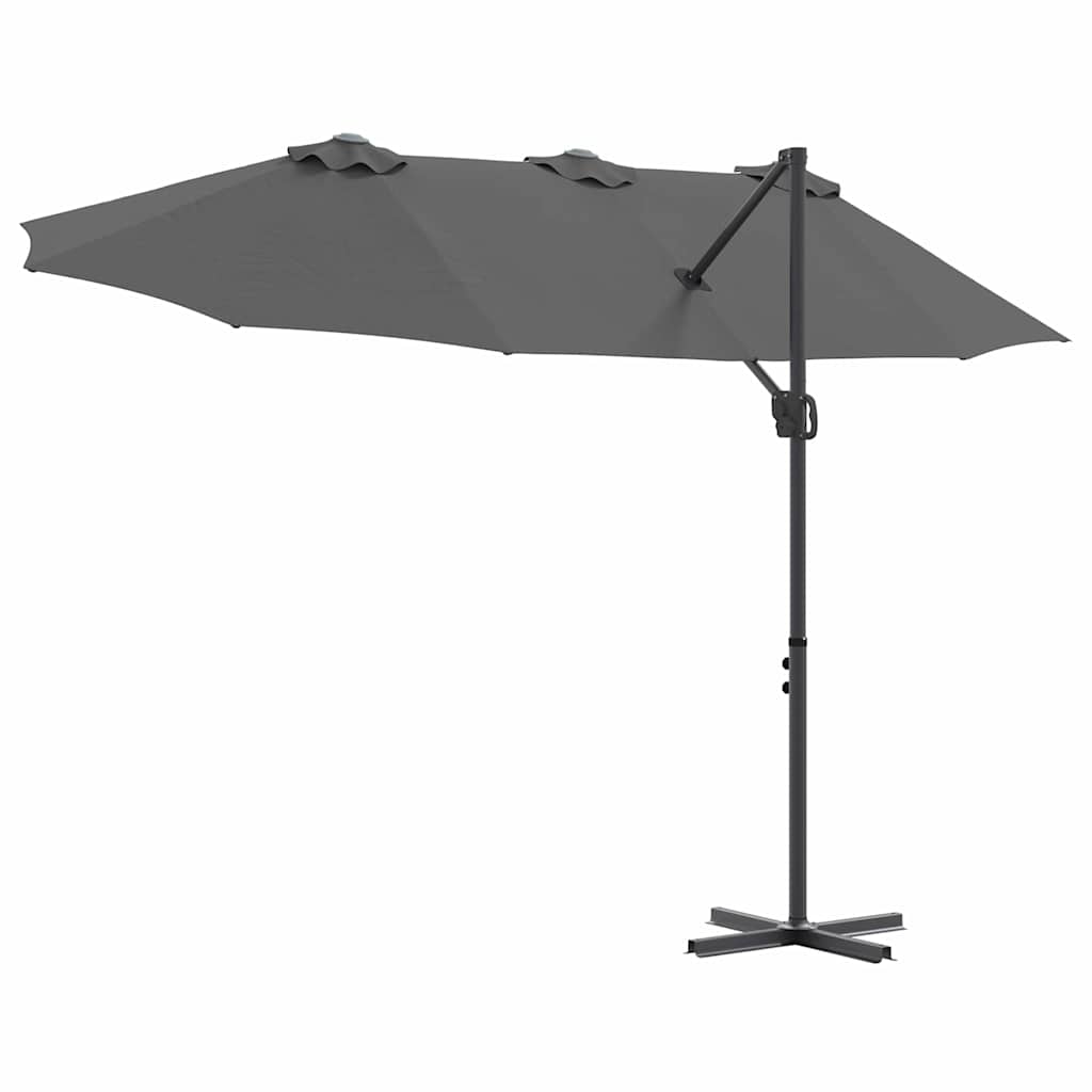 Guarda-sol cantilever de jardim Antracite 372 x 198 x 243 cm