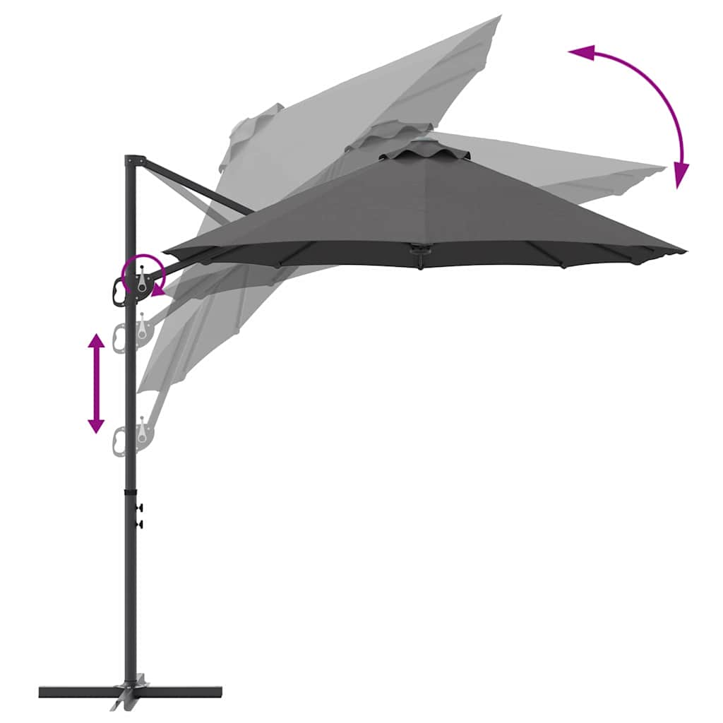 Guarda-sol cantilever de jardim Antracite 372 x 198 x 243 cm