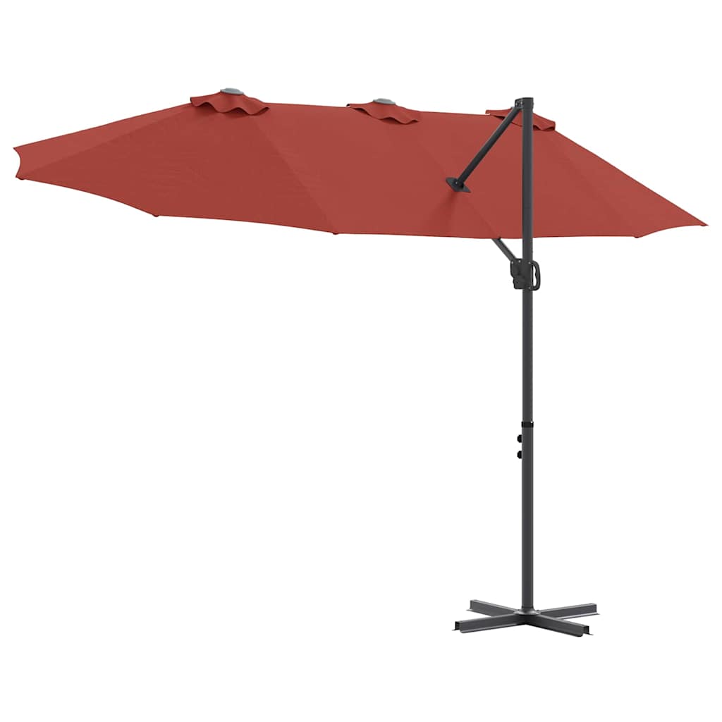 Guarda-sol cantilever de jardim Terracota 372 x 198 x 243 cm