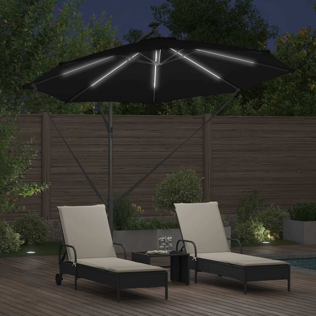 Guarda-sol de Bananeira Cantilever Preto 294 x 294 x 248 cm