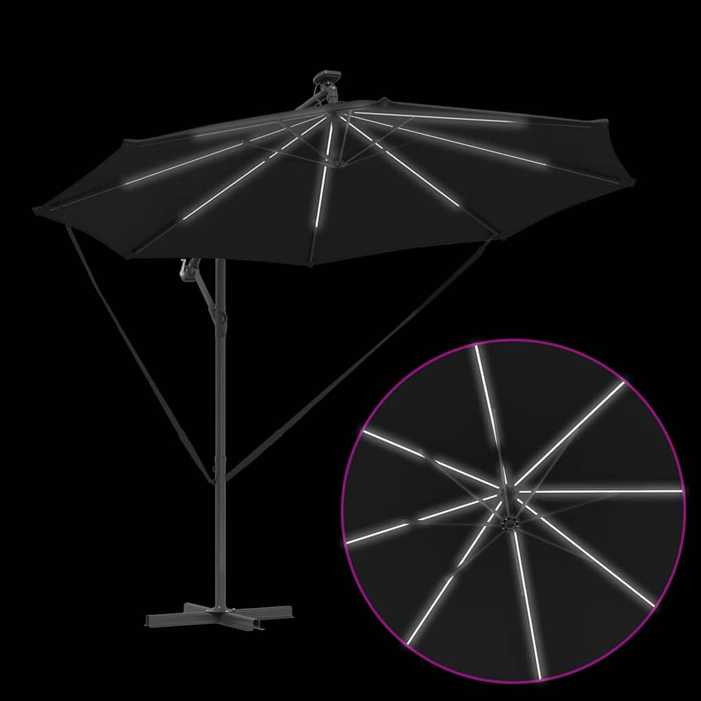 Guarda-sol de Bananeira Cantilever Preto 294 x 294 x 248 cm