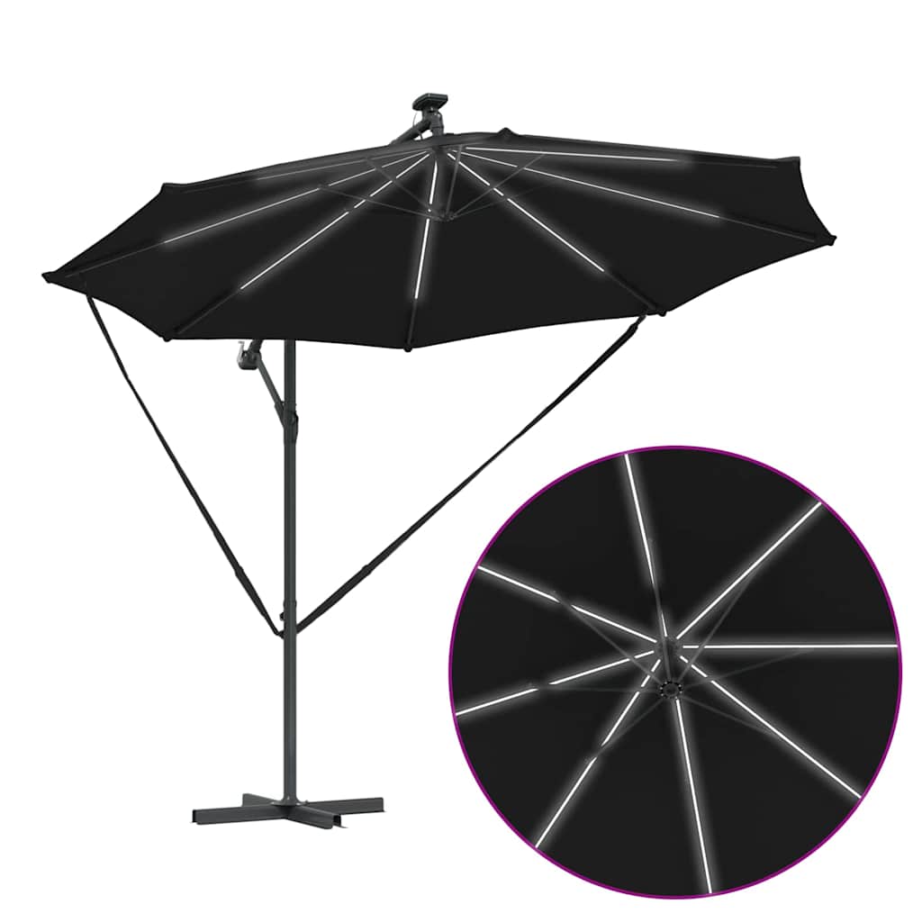 Guarda-sol de Bananeira Cantilever Preto 294 x 294 x 248 cm