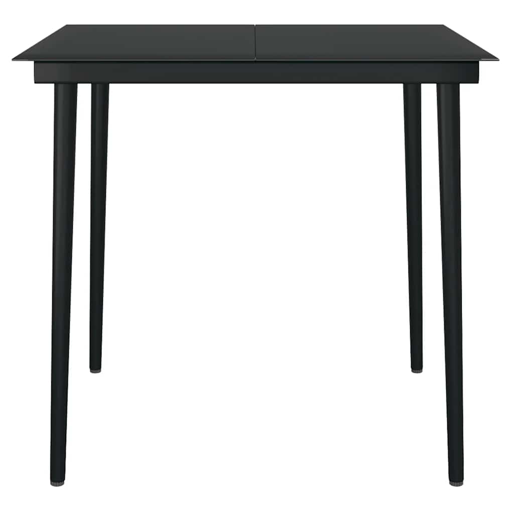 3 pcs conjunto jantar jardim almofadões vime PE vidro preto