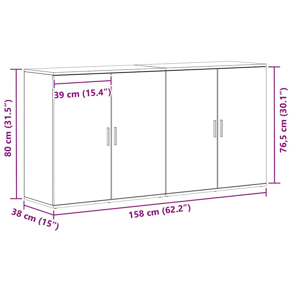 Aparadores 2 pcs Madeira antiga 79 x 38 x 80 cm