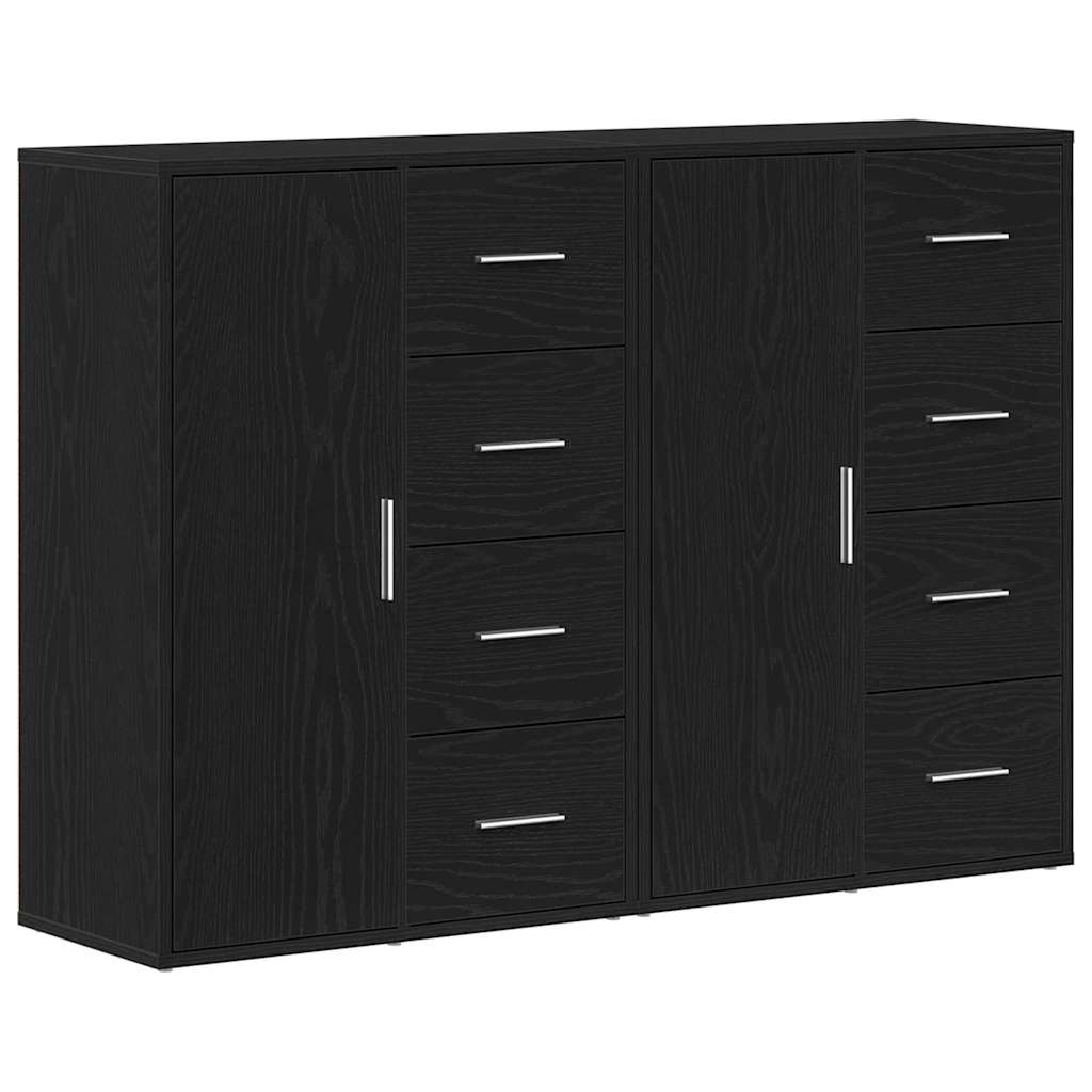 Aparadores com gaveta 2 pcs Carvalho preto 60 x 31 x 84 cm