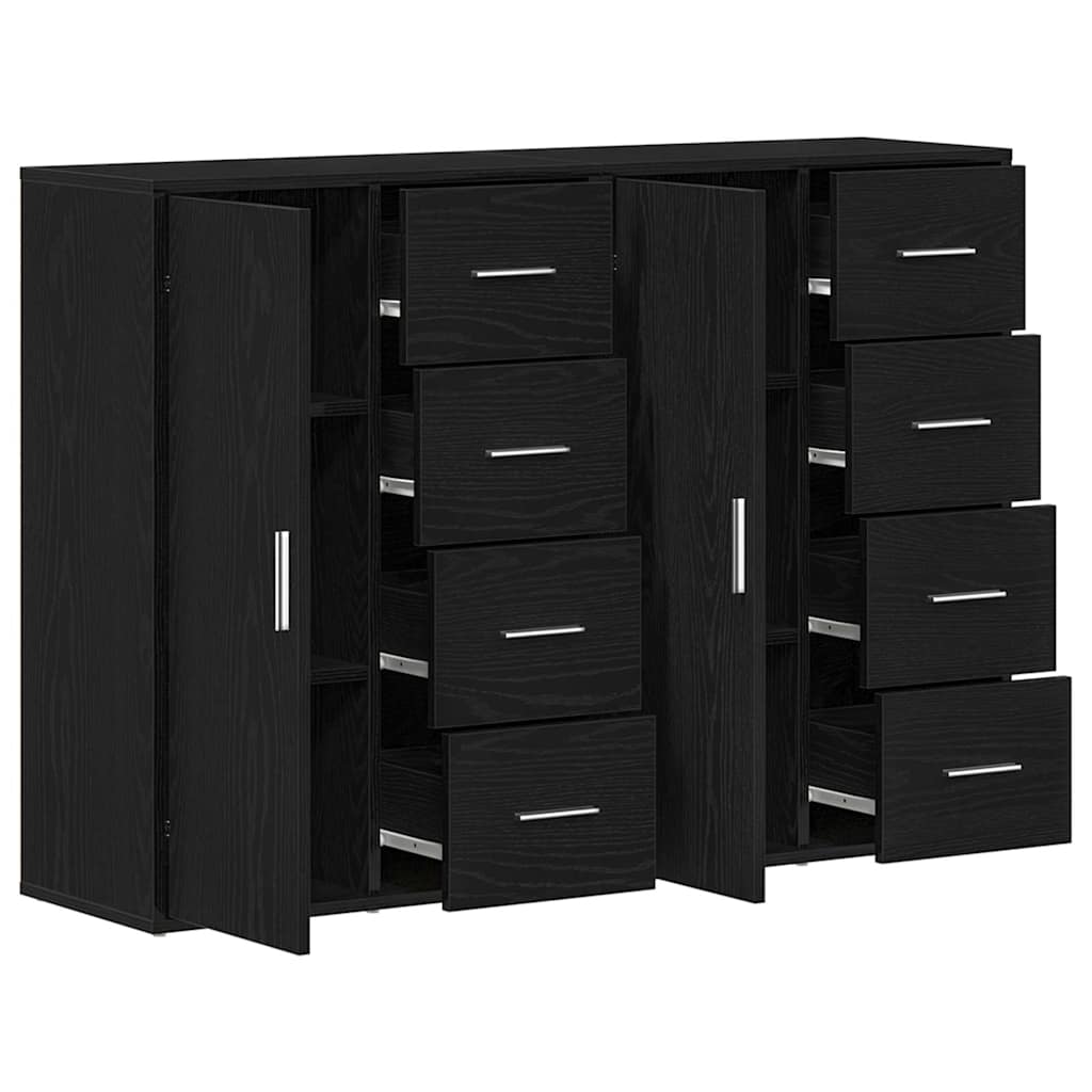 Aparadores com gaveta 2 pcs Carvalho preto 60 x 31 x 84 cm