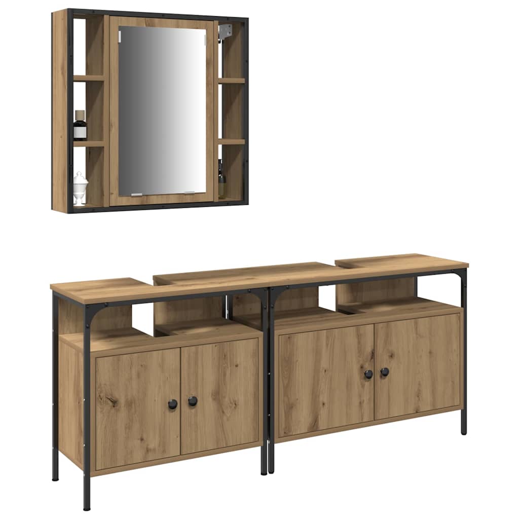 Móveis para Banheiro 3 pcs Castanho Madeira processada