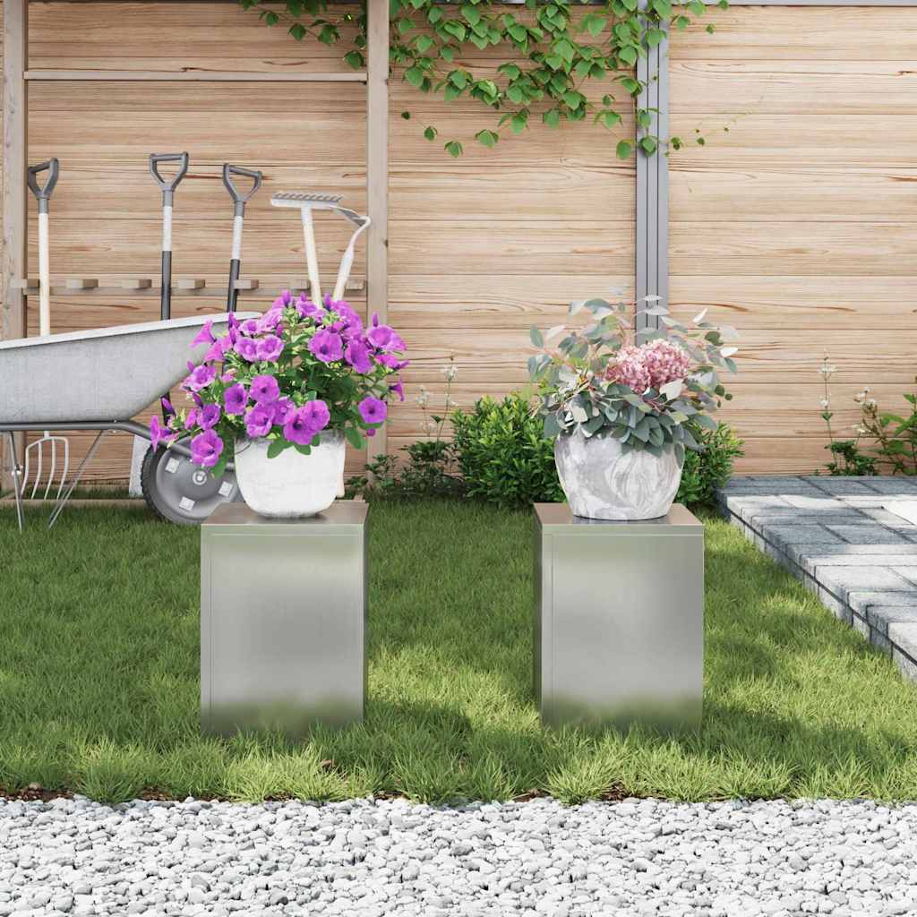 Suporte para Plantas 2 pcs Prateado 24 x 24 x 35 cm