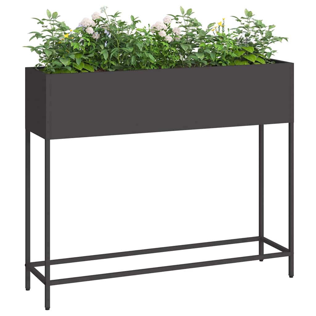 Vaso Elevado para Jardim Preto 100 x 26 x 82 cm Aço