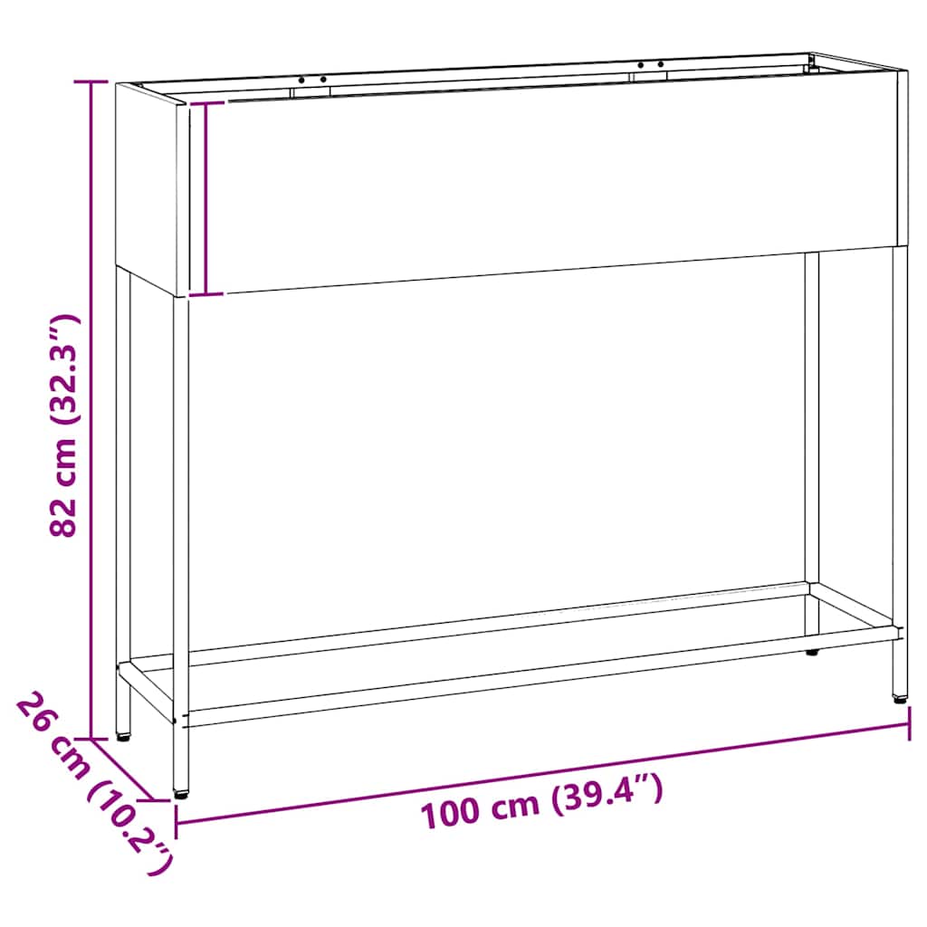 Vaso Elevado para Jardim Preto 100 x 26 x 82 cm Aço