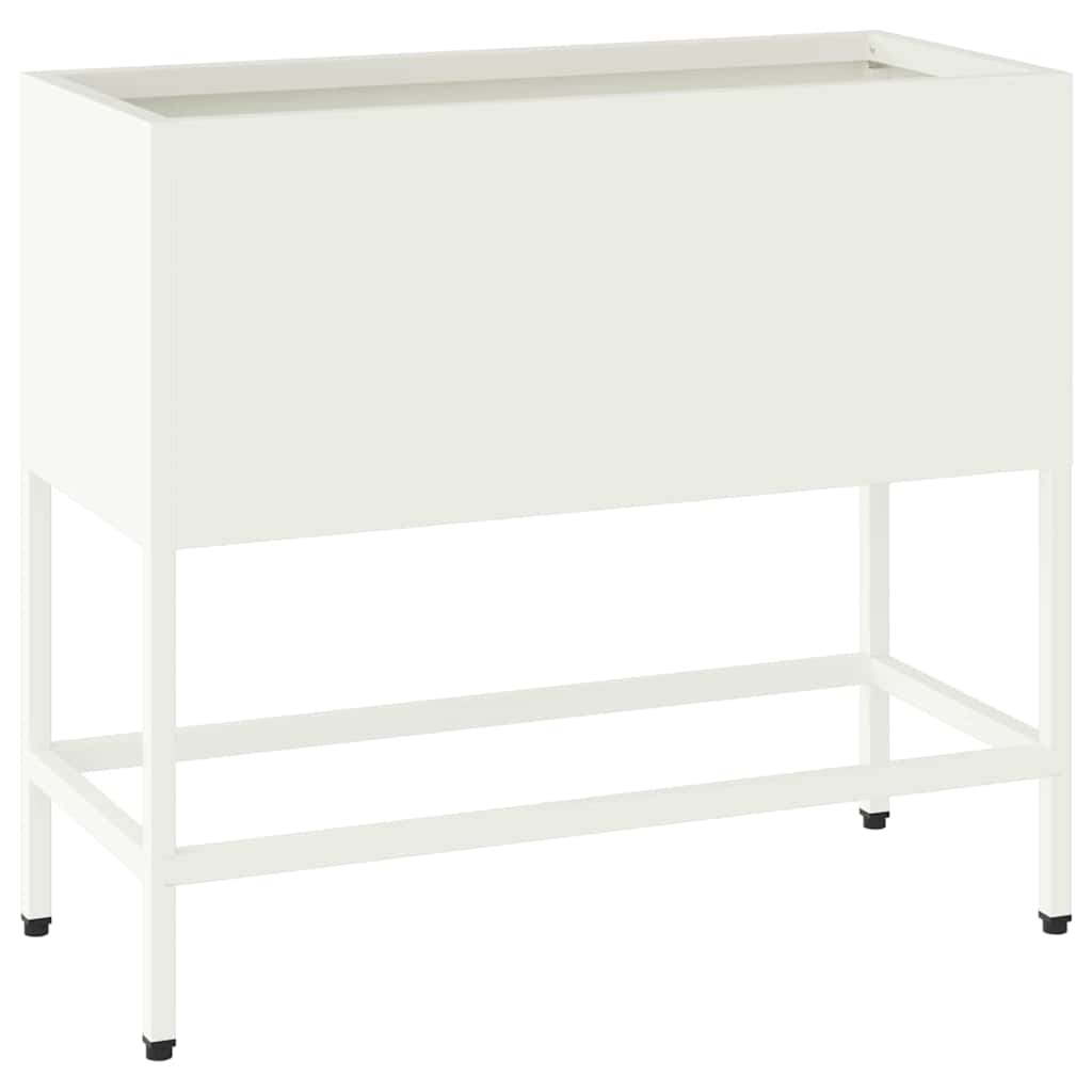 Vaso Elevado para Jardim Branco 60 x 26 x 45 cm Aço