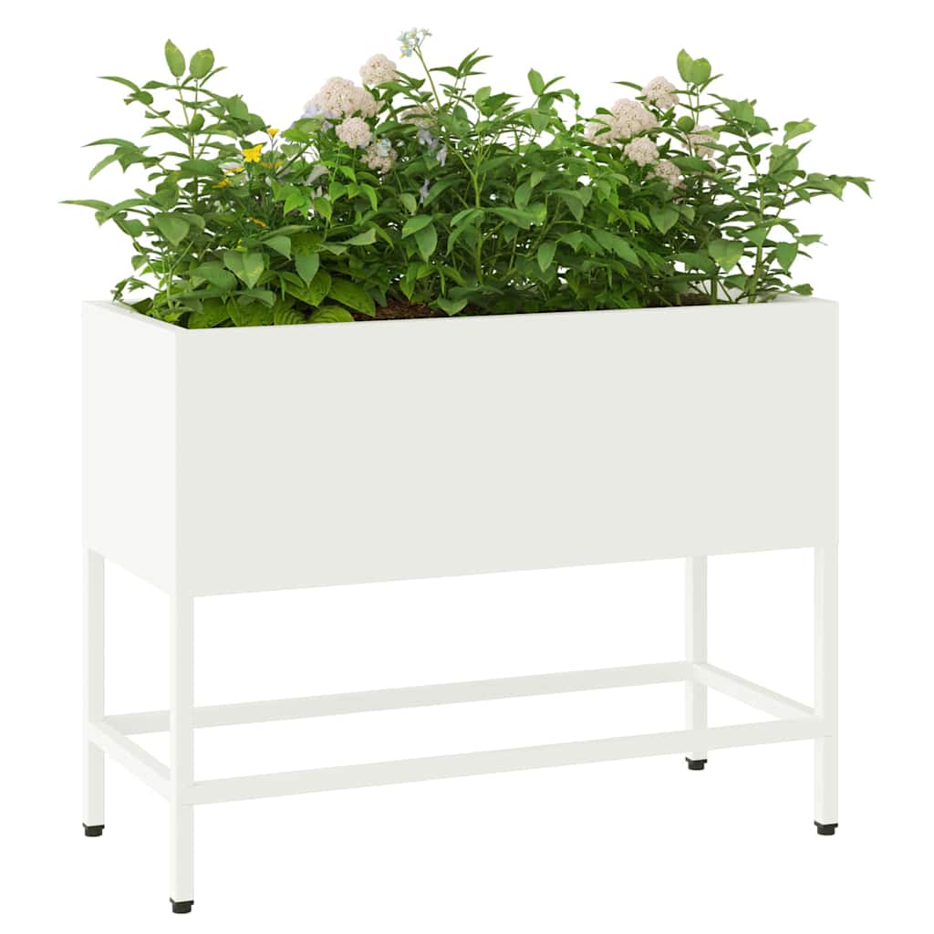 Vaso Elevado para Jardim Branco 60 x 26 x 45 cm Aço