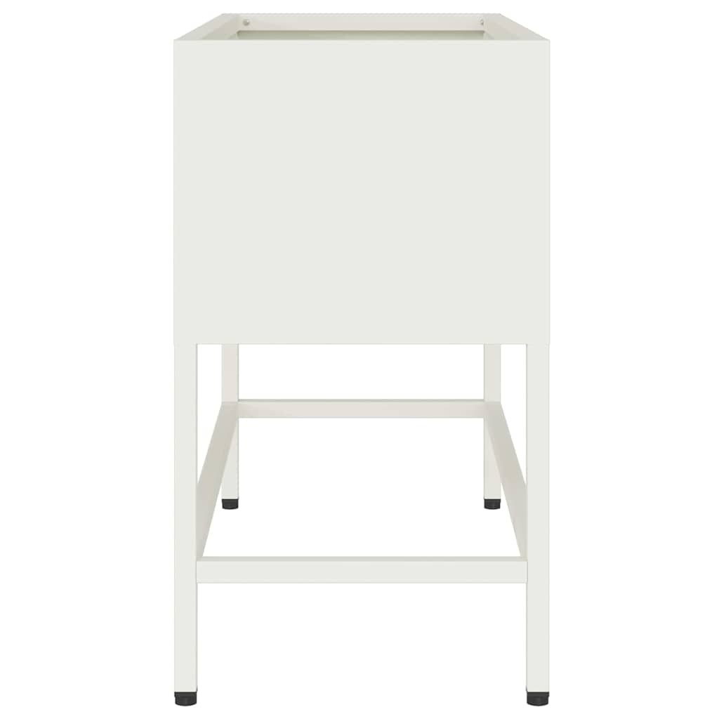 Vaso Elevado para Jardim Branco 60 x 26 x 45 cm Aço