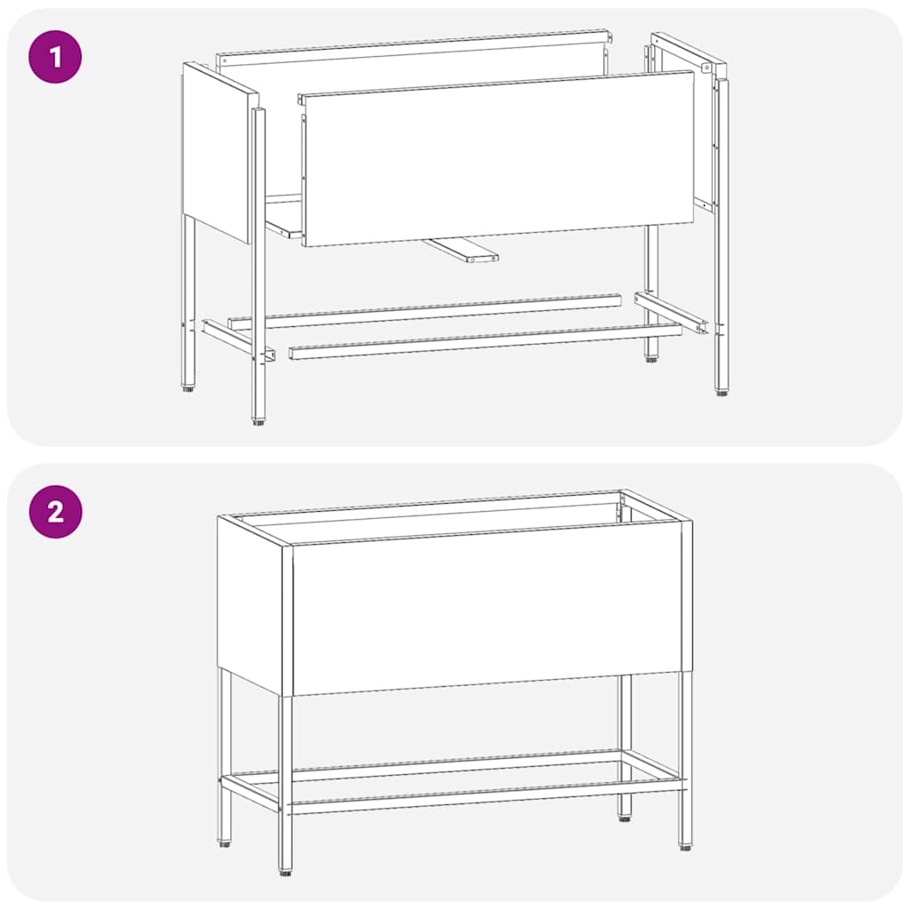 Vaso Elevado para Jardim Prateado 60 x 26 x 45 cm
