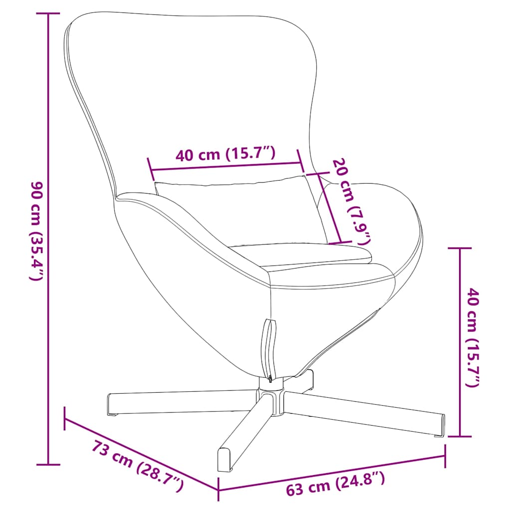 Cadeira ovo Castanho 63 x 73 x 90 cm Veludo