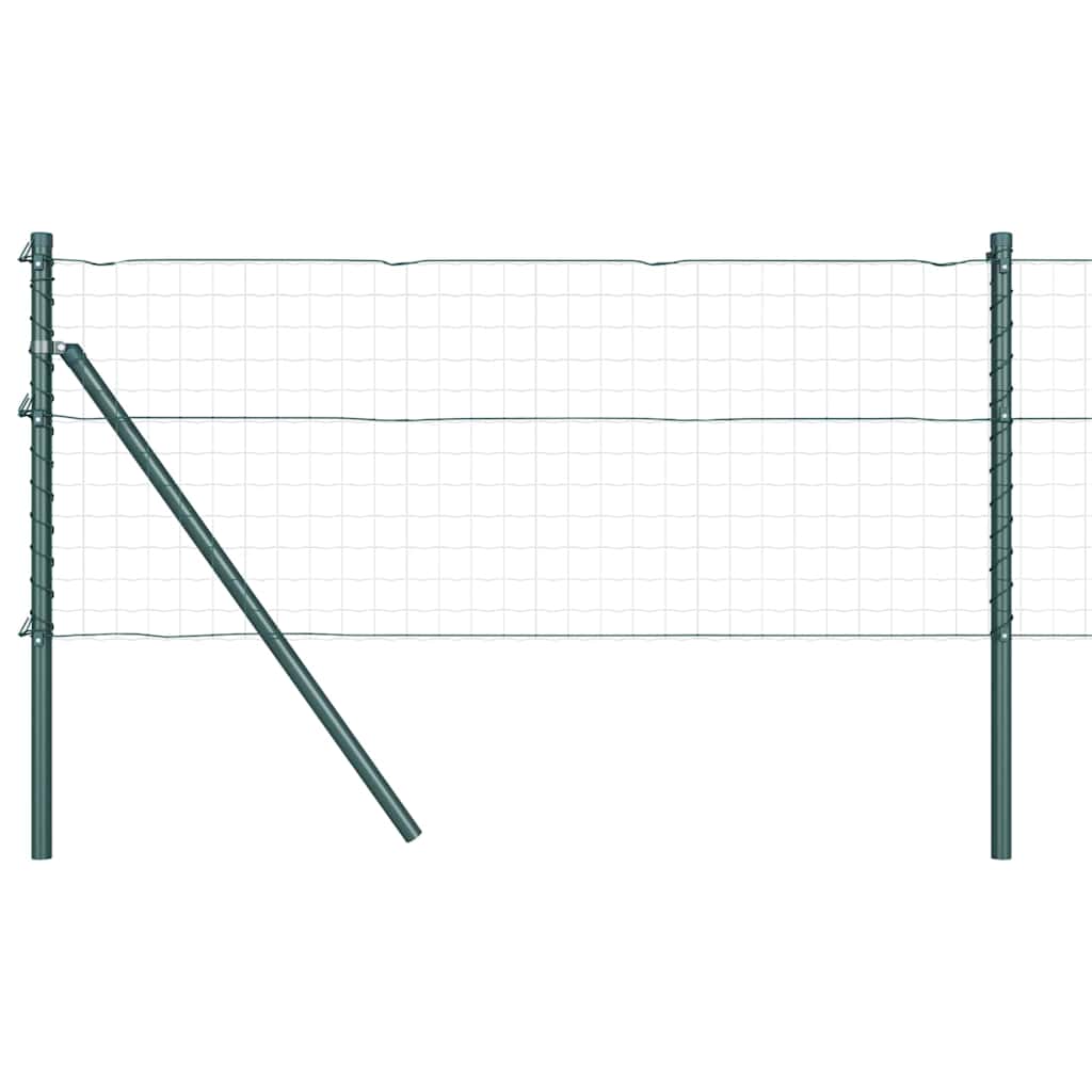 Postes de Cerca Manual 7 pcs Verde Ø32mm 80 cm Aço galvanizado