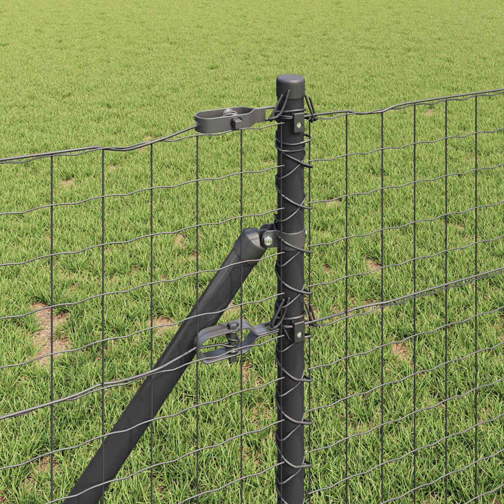 Postes de Cerca 7 pcs Cinzeto Ø32mm 80 cm Aço galvanizado