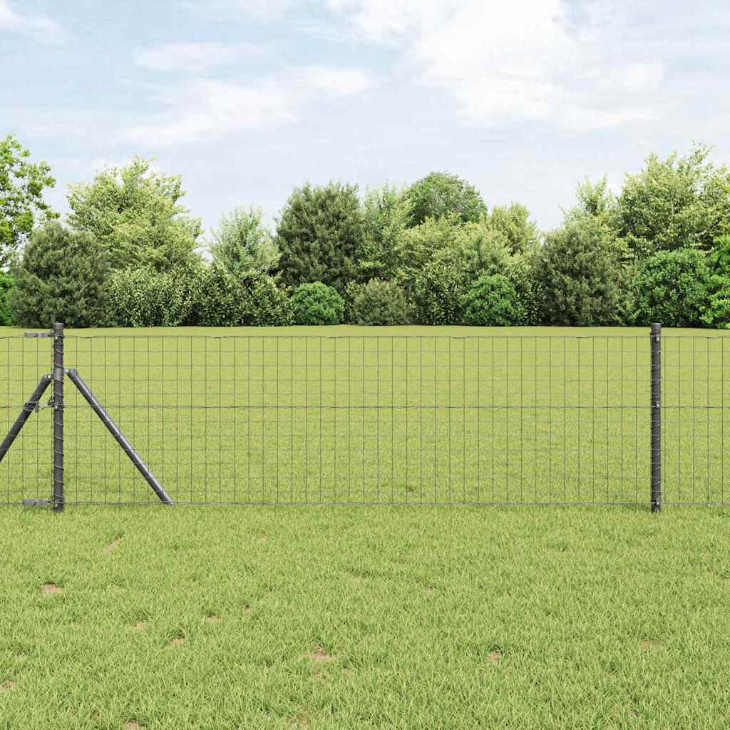 Postes de Cerca 7 pcs Cinzeto Ø32mm 80 cm Aço galvanizado