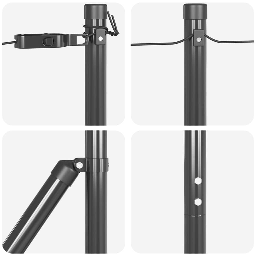 Postes de Cerca 7 pcs Cinzeto Ø32mm 150 cm Aço galvanizado