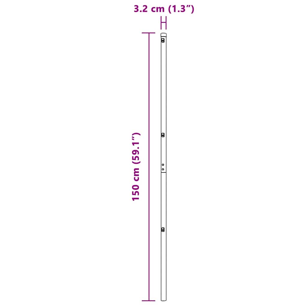 Postes de Cerca 7 pcs Cinzeto Ø32mm 150 cm Aço galvanizado