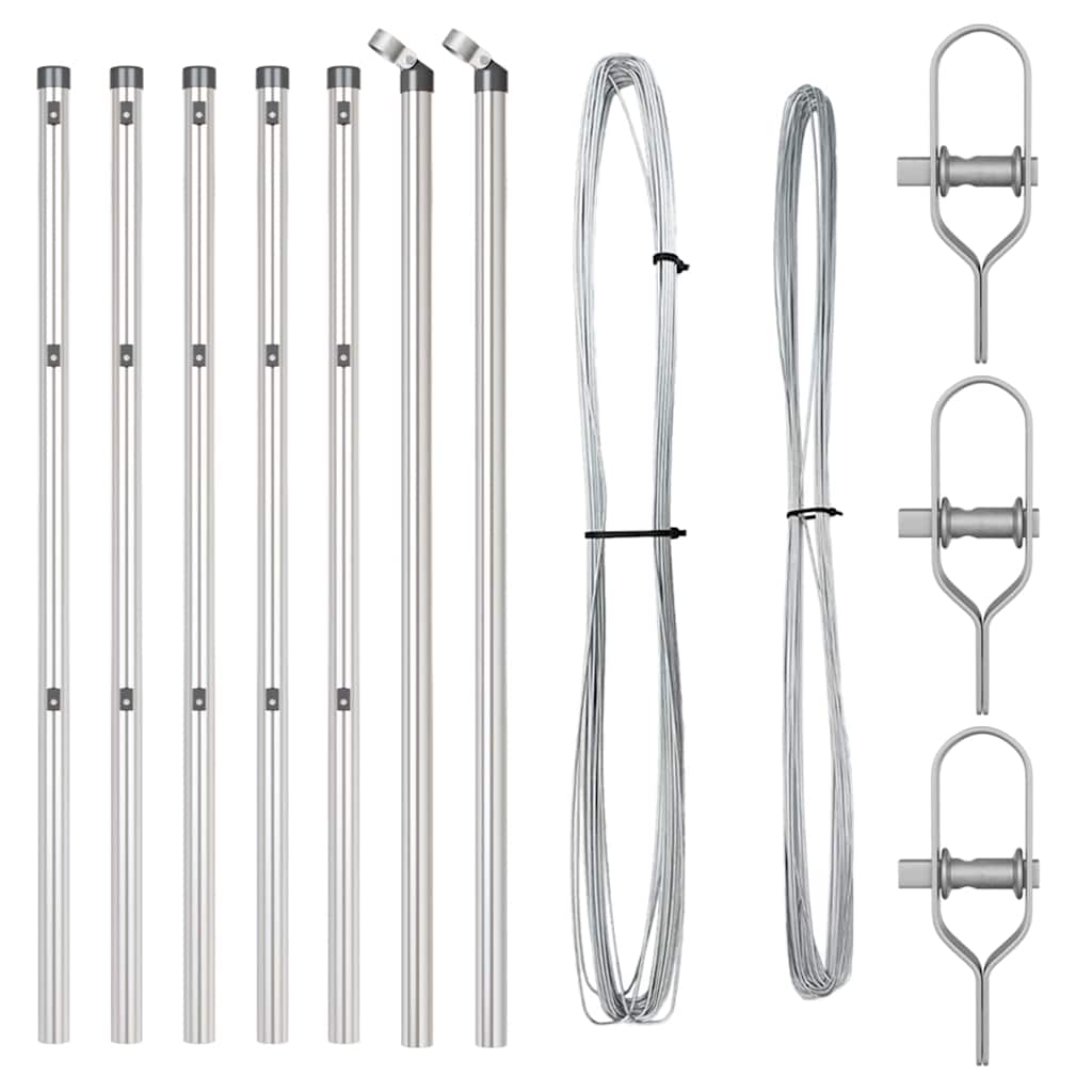 Postes de Cerca 7 pcs Prateado Ø32mm 100 cm Aço galvanizado